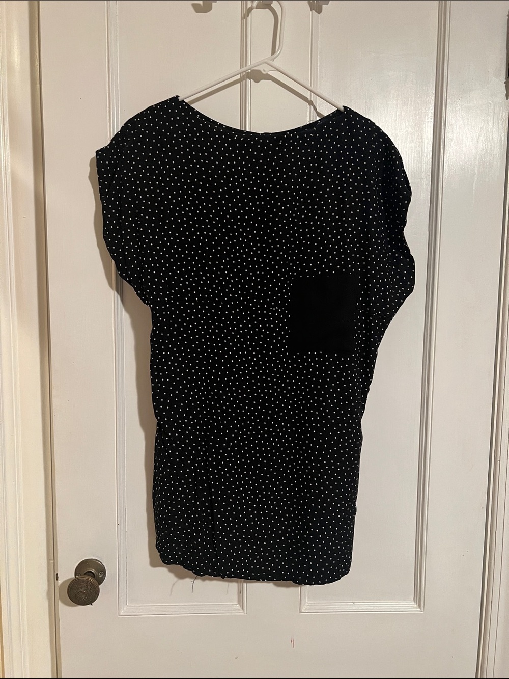 Black Polka Dot Short Sleeve Top
